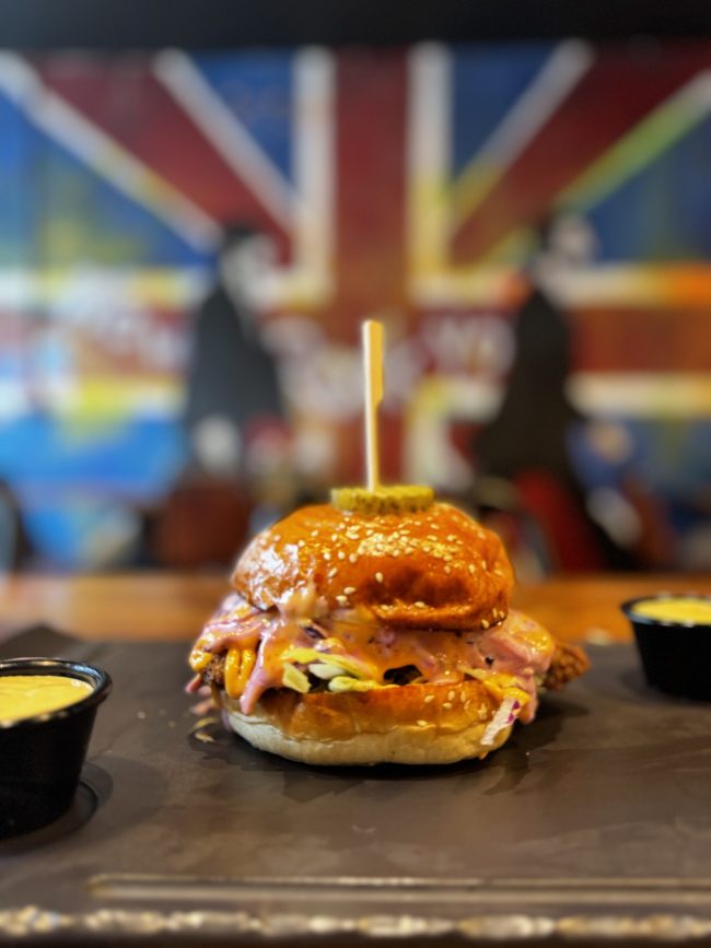 Band of Burgers Southgate crispy chicken burger with cheese and slaw